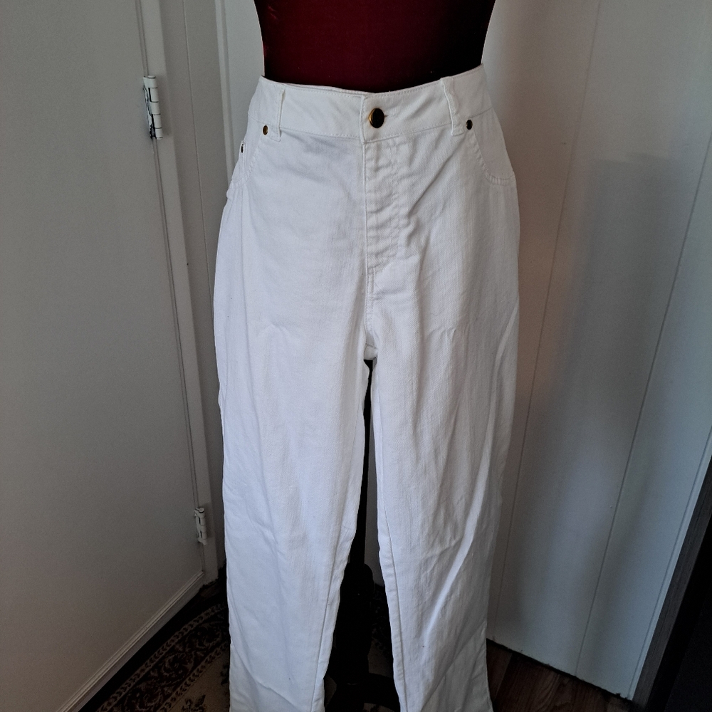 High-Waisted White Pants